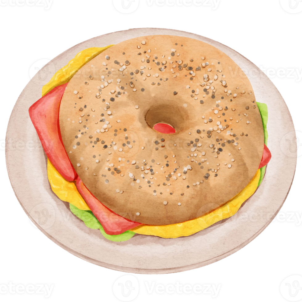 Hand-Drawn Bagel Sandwich Illustration png