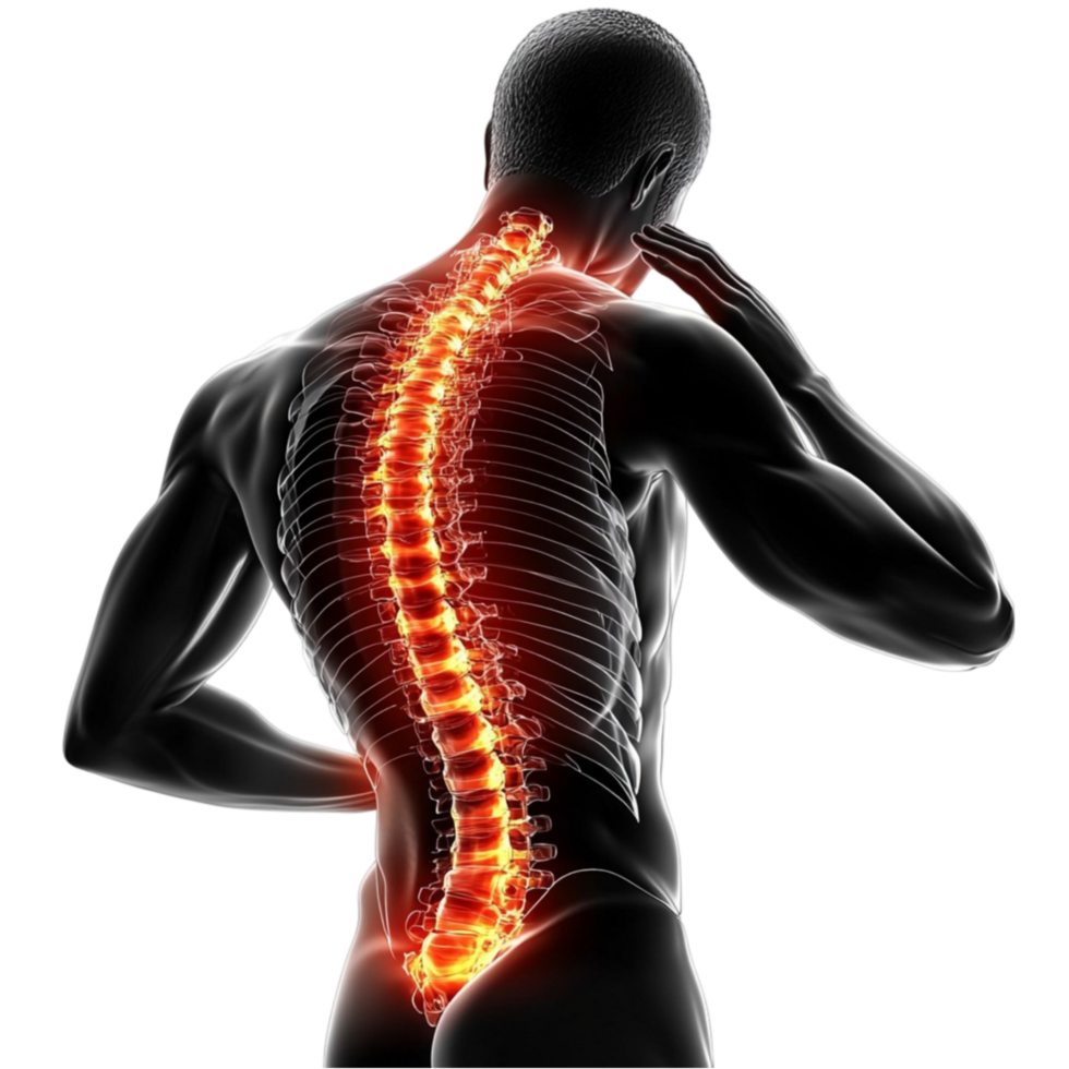 Man with Spine Highlighted in Red png