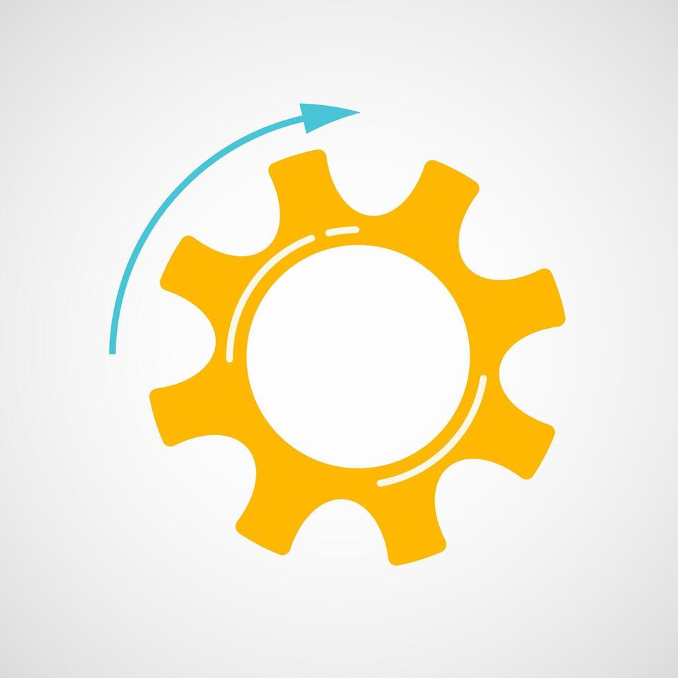 Mechanical cogs technology illustration. Teamwork concept design element with orange and blue cog or gear signify communication progress. Cogwheel graphic for web icons or modern background vector