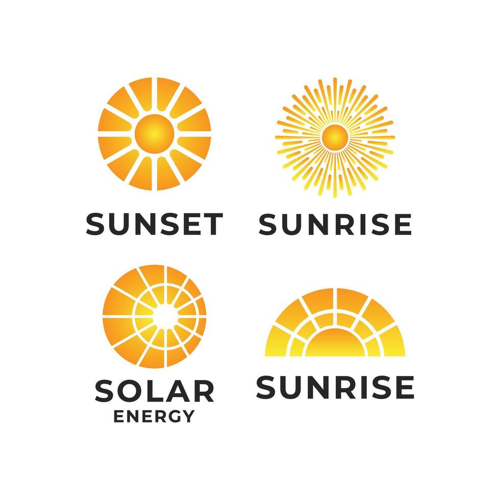 sun logo design concept idea set collection with solar energy logo design template vector