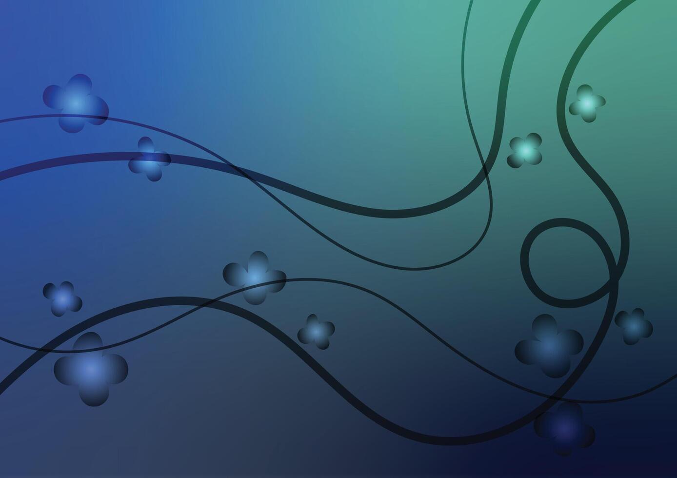 Graphic blue floral minimal dark green background vector