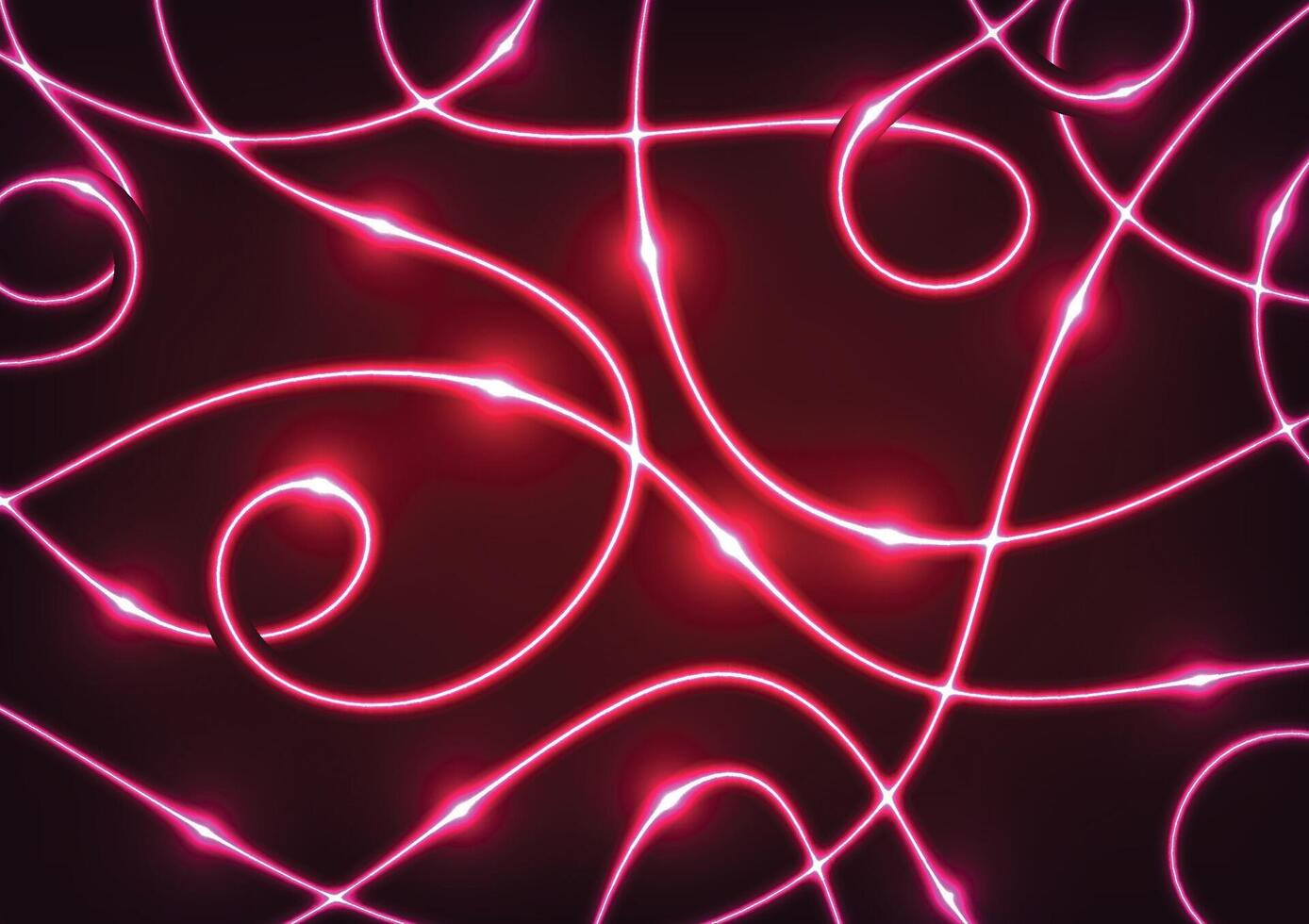 Red random light line curve wavy dark background vector