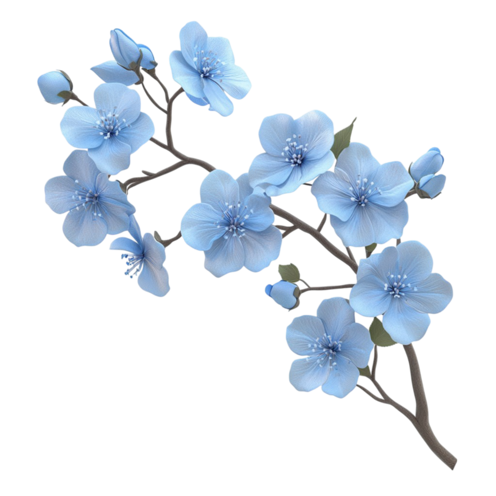 Blue Flowers on a Branch png