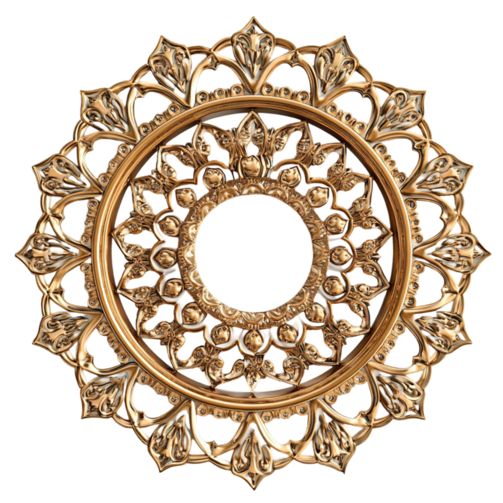 Golden Circular Frame With Intricate Design png