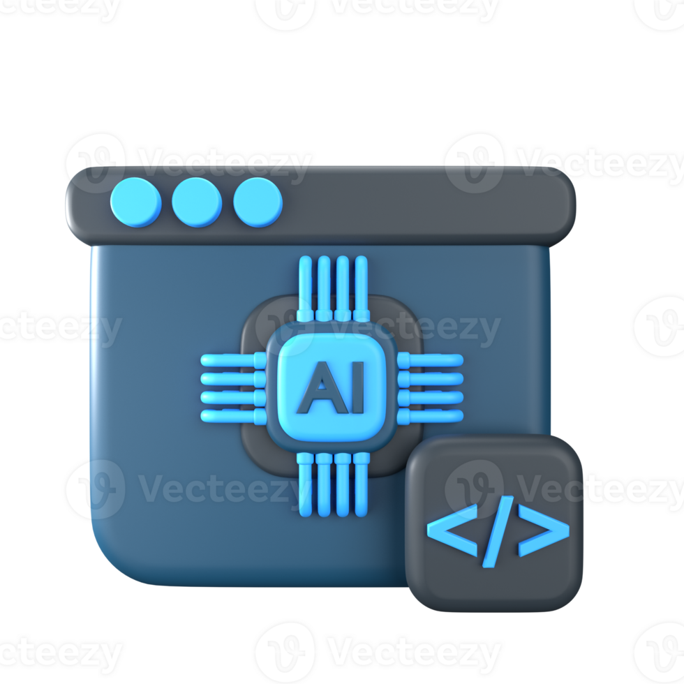 Ai coding 3D Illustration png