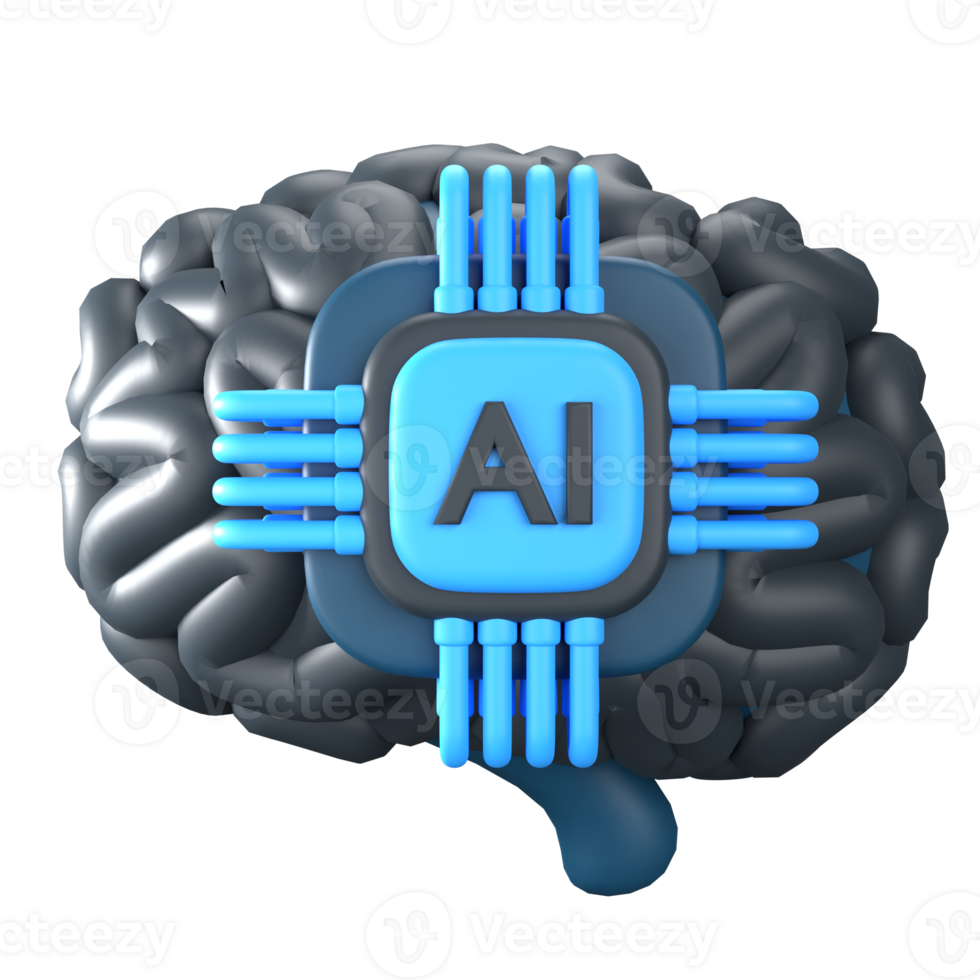 Ai Brain 3D Illustration png