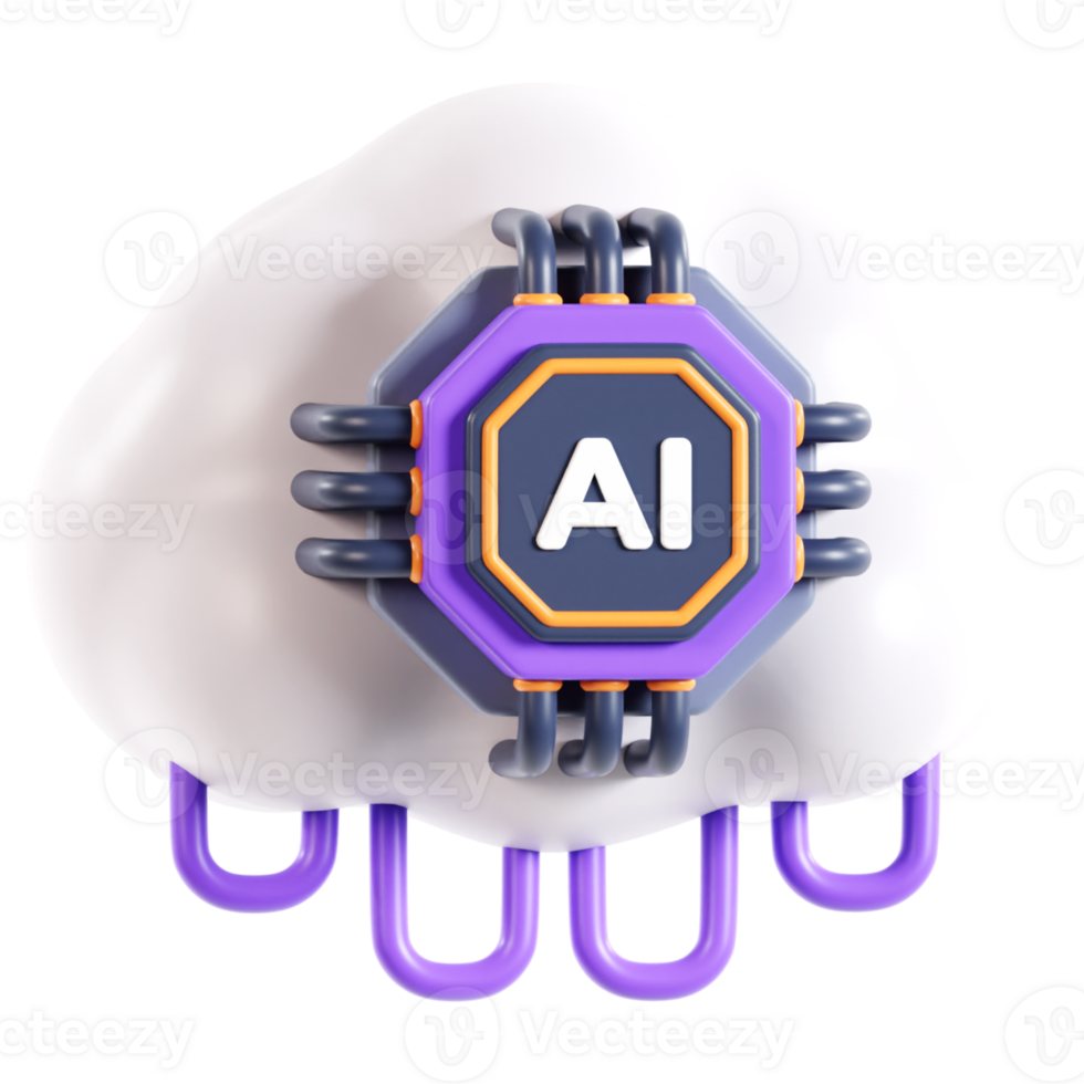Ai cloud 3D Illustration png