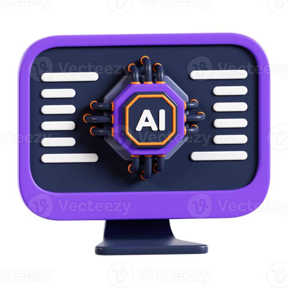 Ai Computer 3D Illustration png