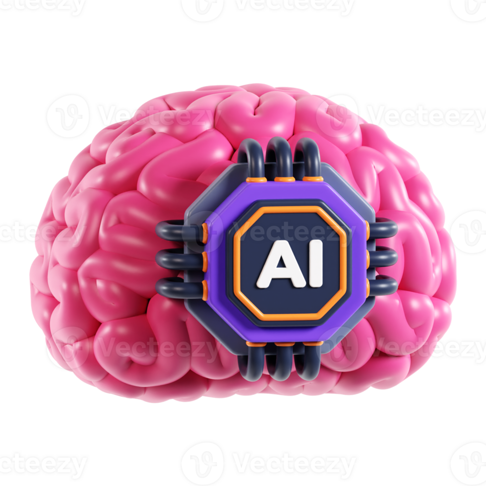 Ai brain 3D Illustration png