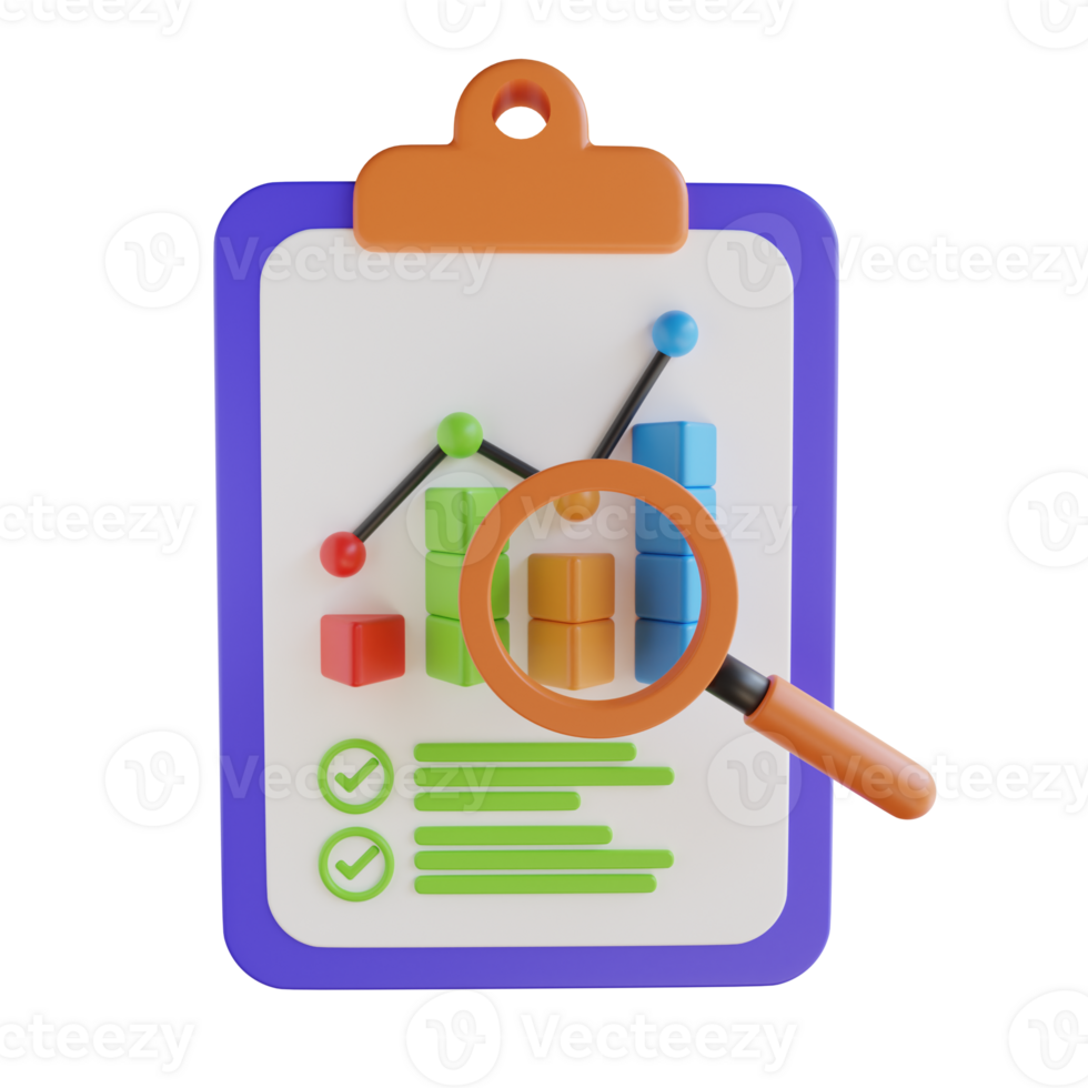 Search analysis report 3D Illustration png