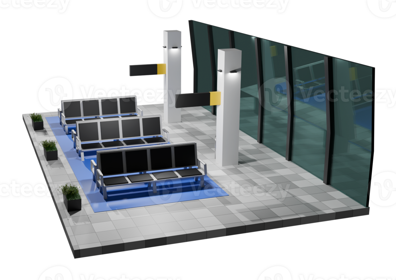 3d airport room mockup png