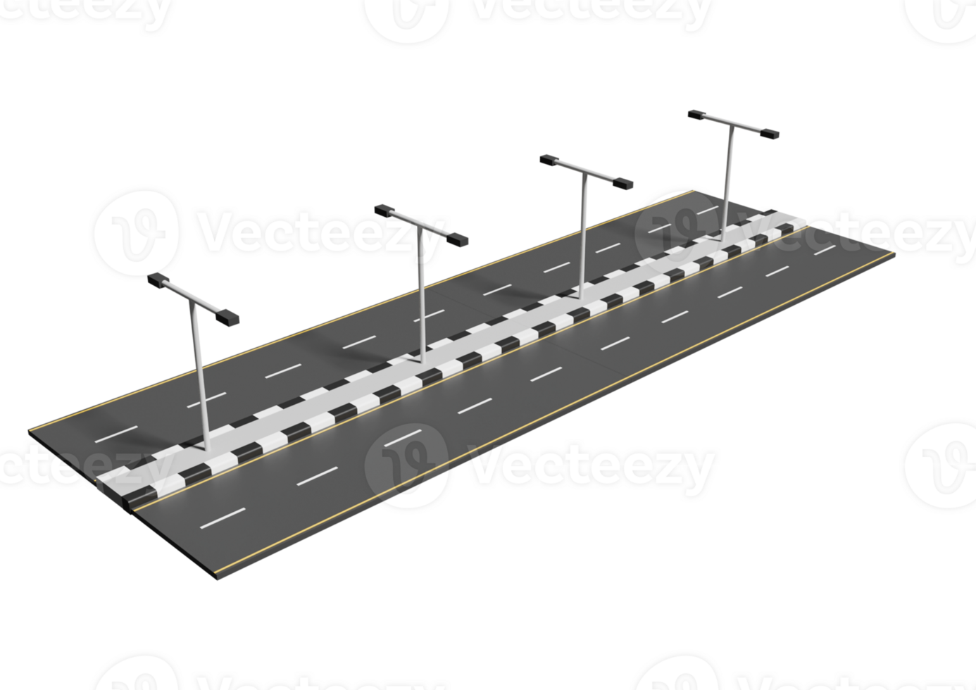 A 3d rendering of a road with traffic lights in the middle png