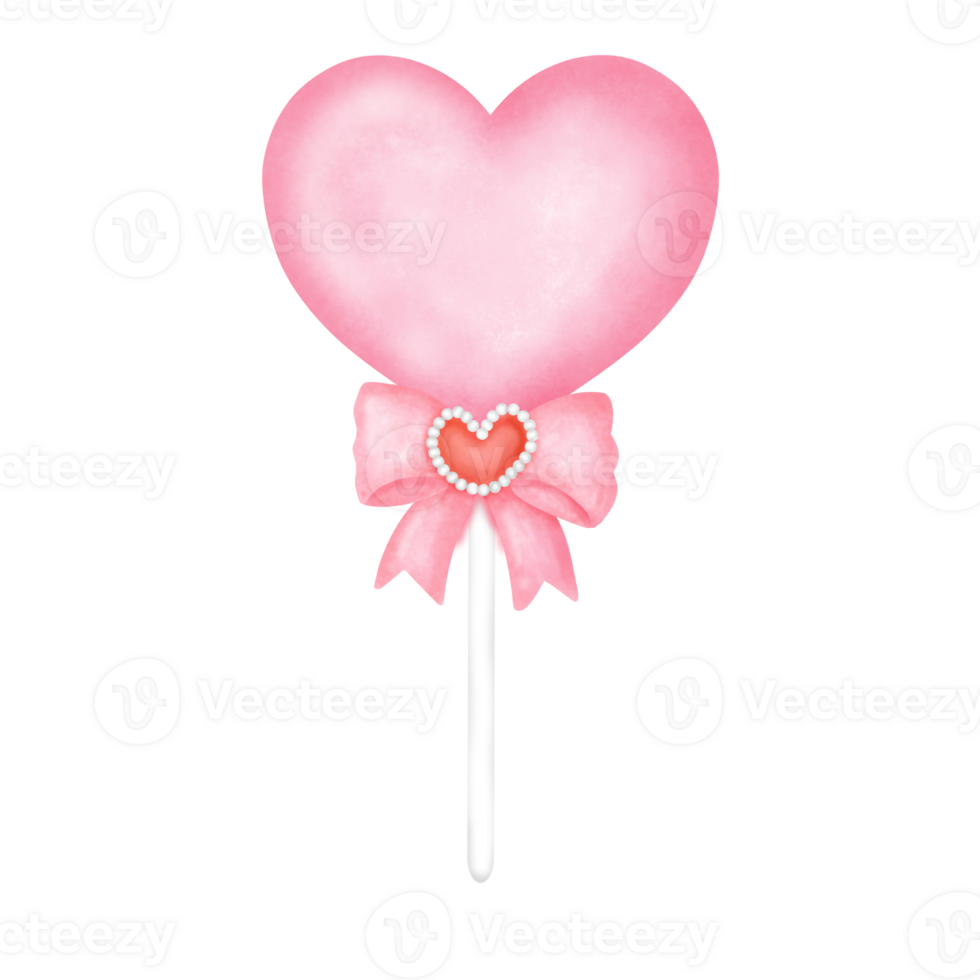 Pink Heart-Shaped Lollipop Illustration png
