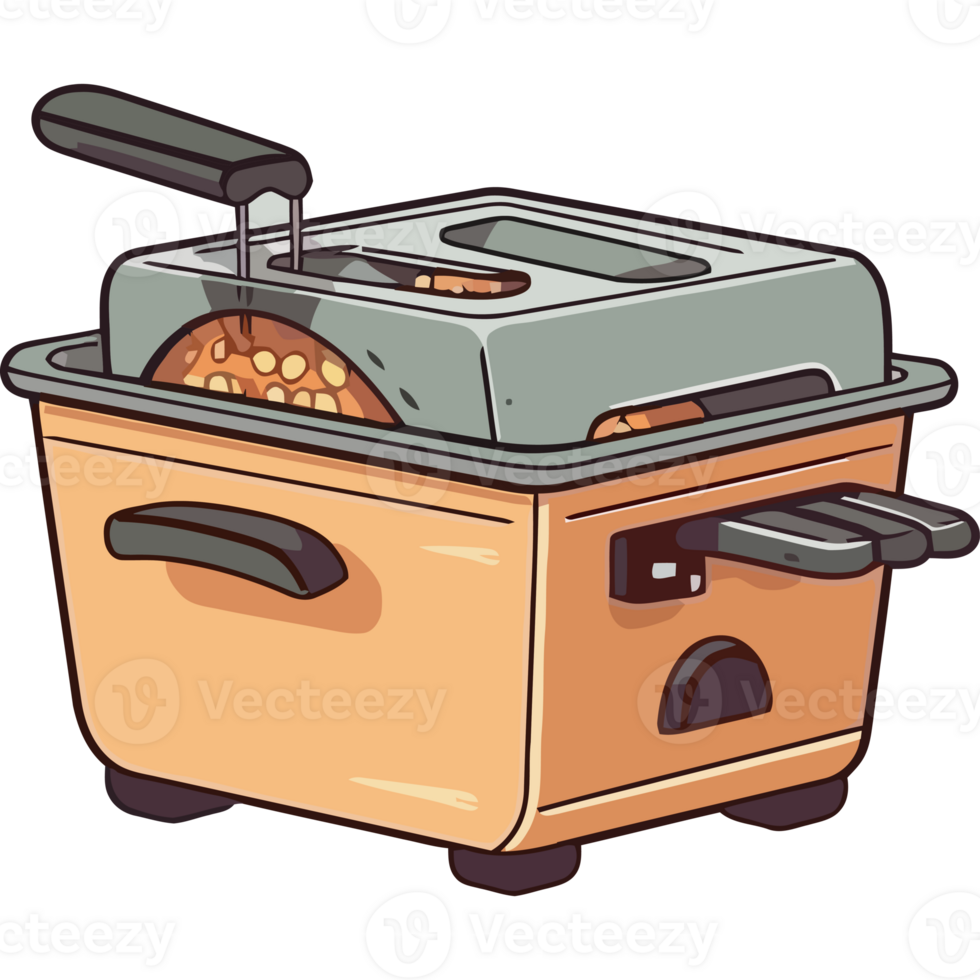 An old toaster oven with a metallic handle isolated png