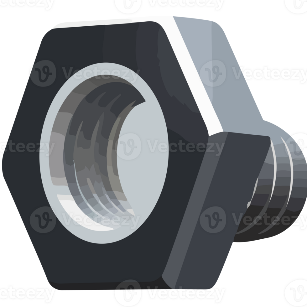 A black and white image of a hex nut png