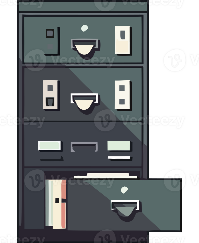 Modern cabinet for office organization and file accessibility isolated png