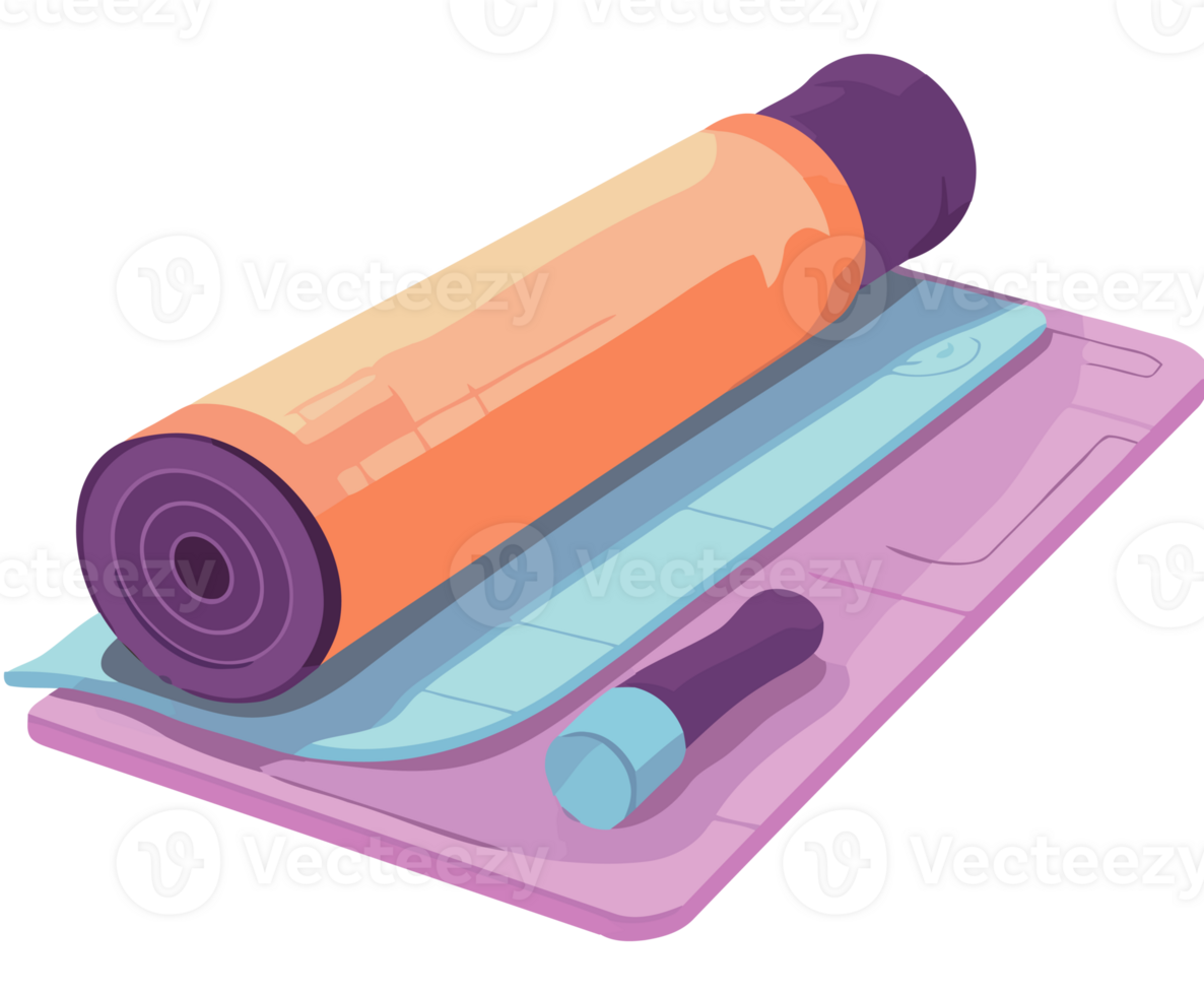 yoga equipment rolled up exercise mat png