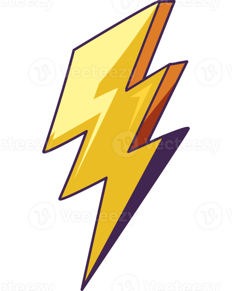 Nineties pop art style thunderbolt png