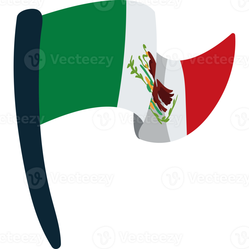 mexican flag waving in pole isolated png