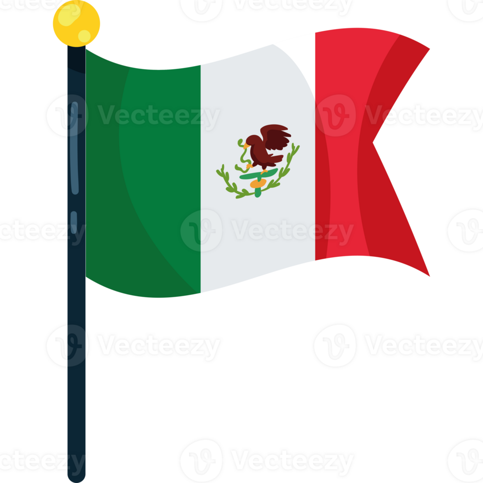 mexican flag in pole illustration isolated png