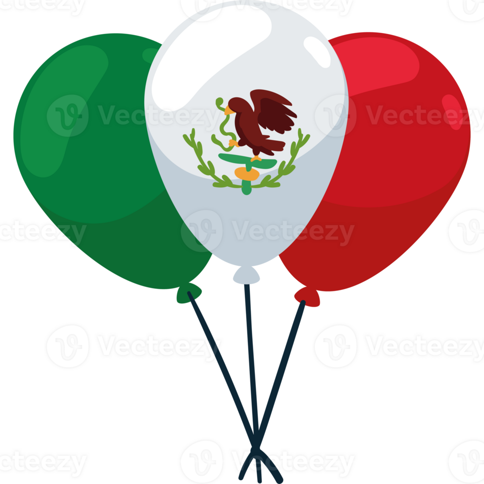 mexican flag balloons decoration illustration isolated png