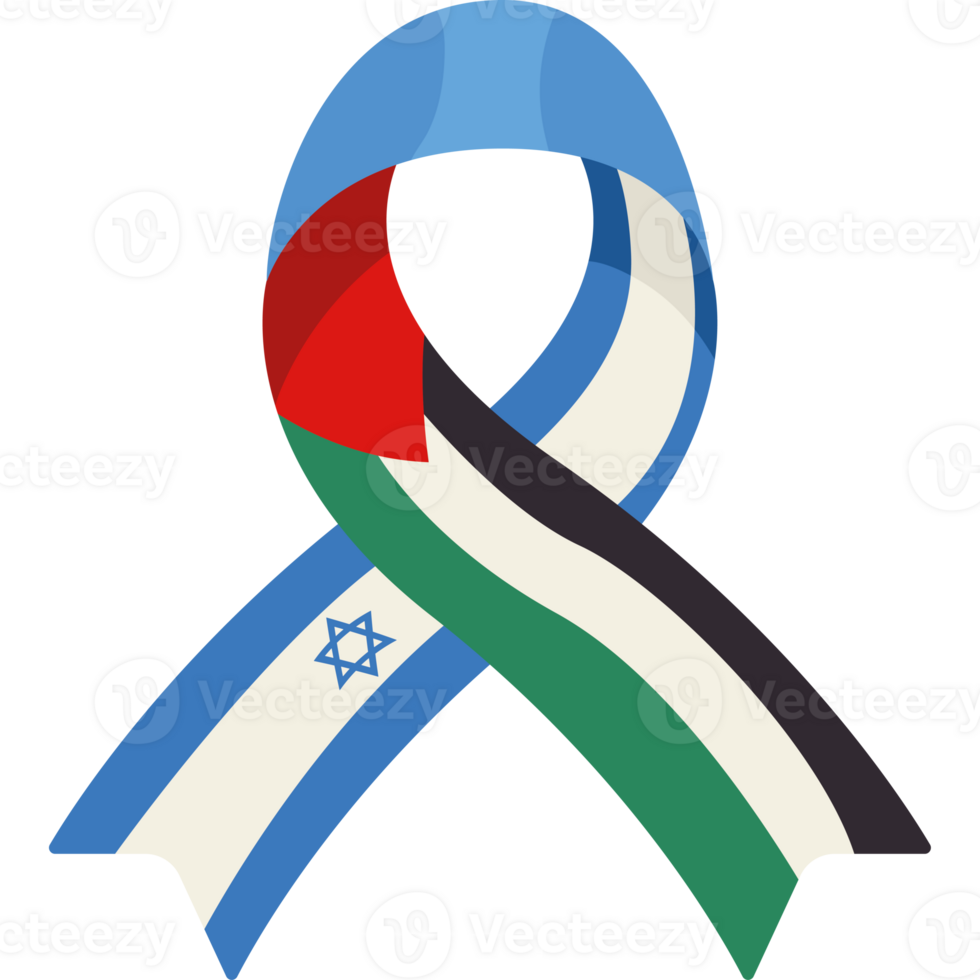 palestine and israel flags in ribbon design png