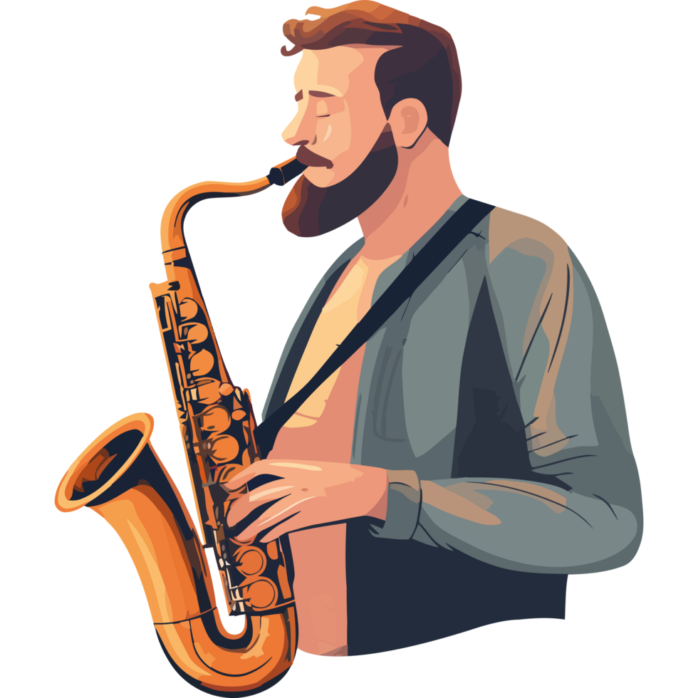 Man playing wind and brass instrument icon png