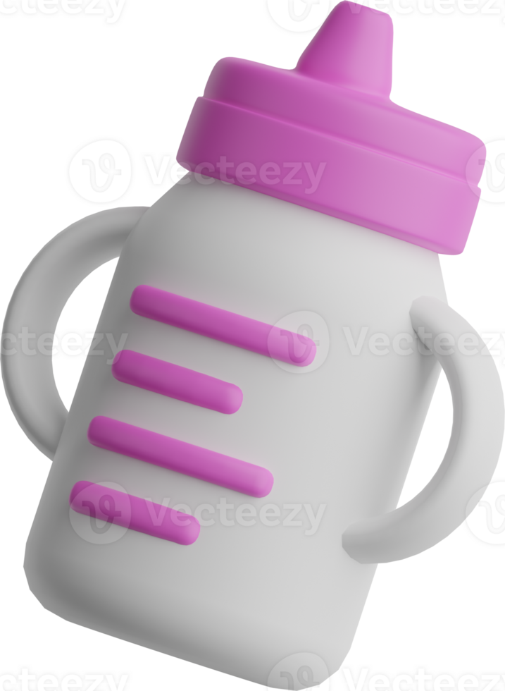Sippy cup Handled baby bottle 3D icon for infant feeding png
