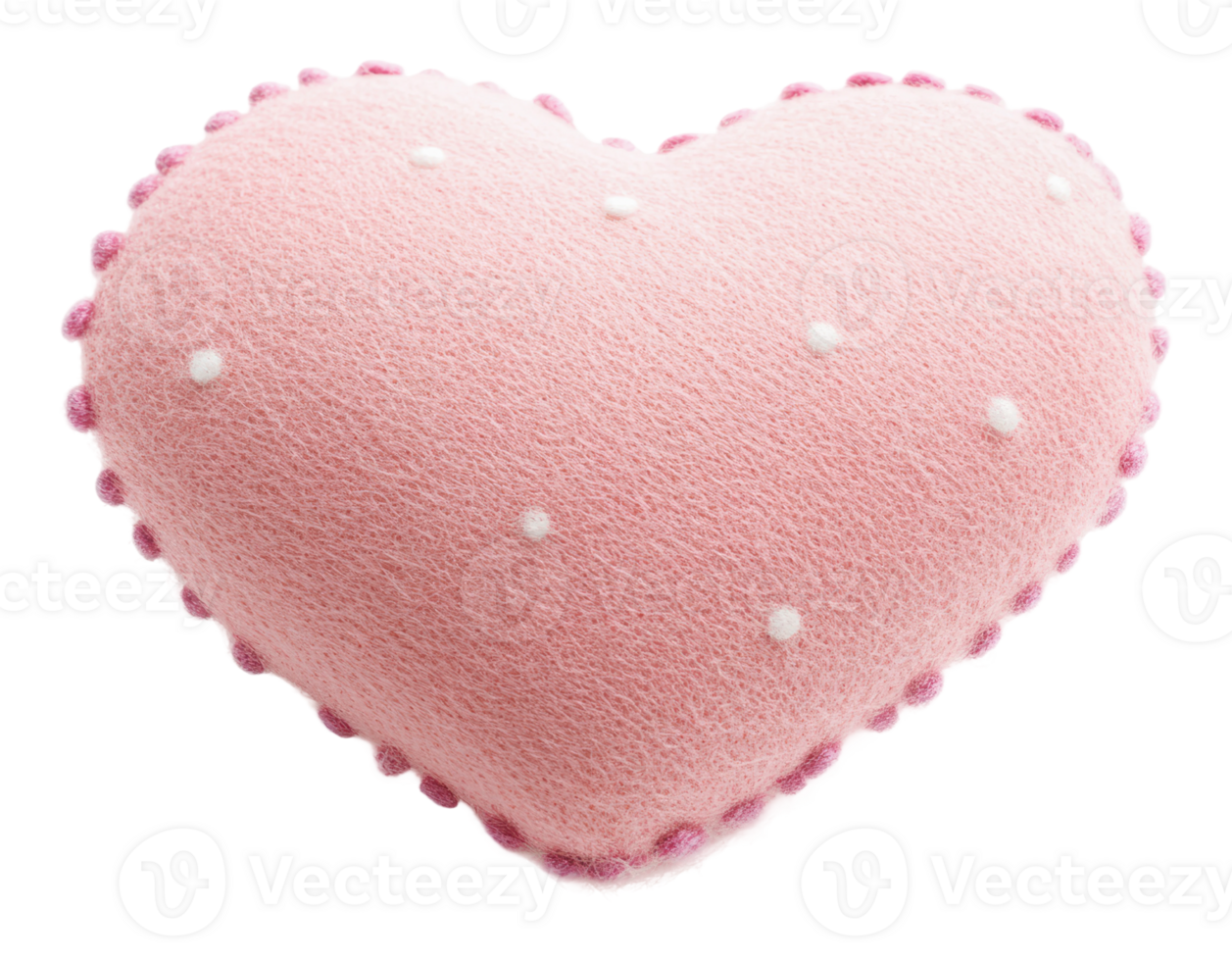 Soft pink heart pillow with decorative accents png