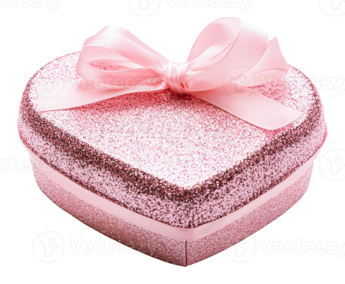 Heart-shaped gift box with glittery finish png