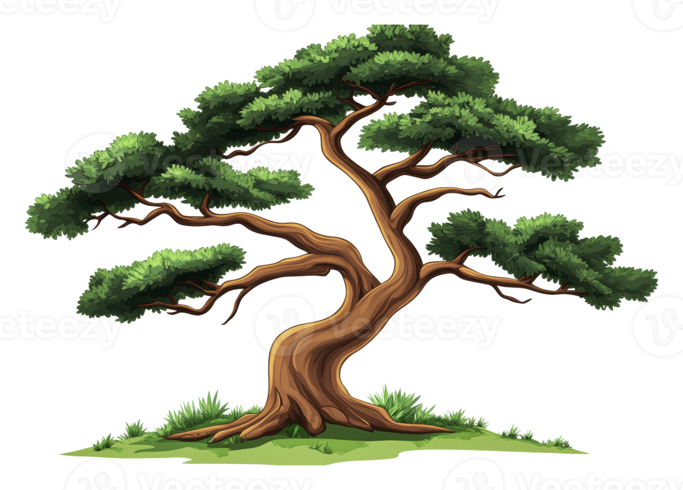 Twisted tree with lush foliage art png