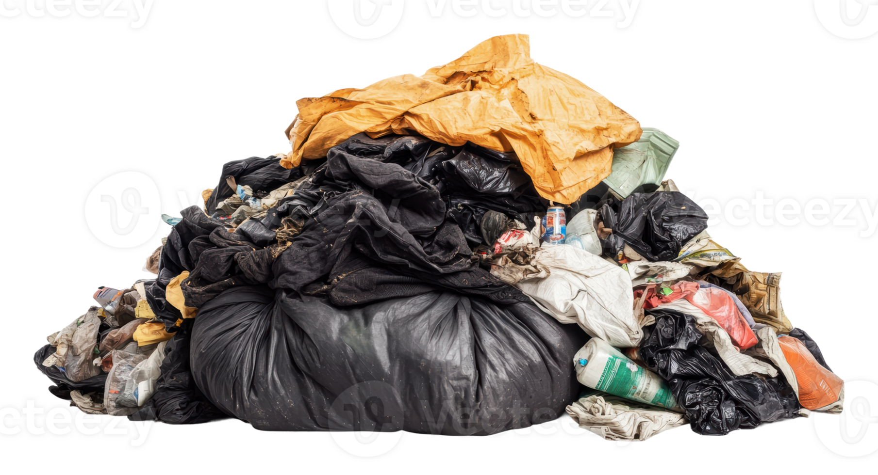 Mountain of discarded waste in a landfill site png