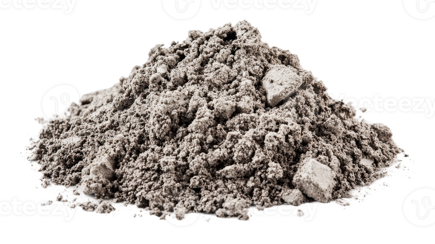 Pile of gray powder on a white background png