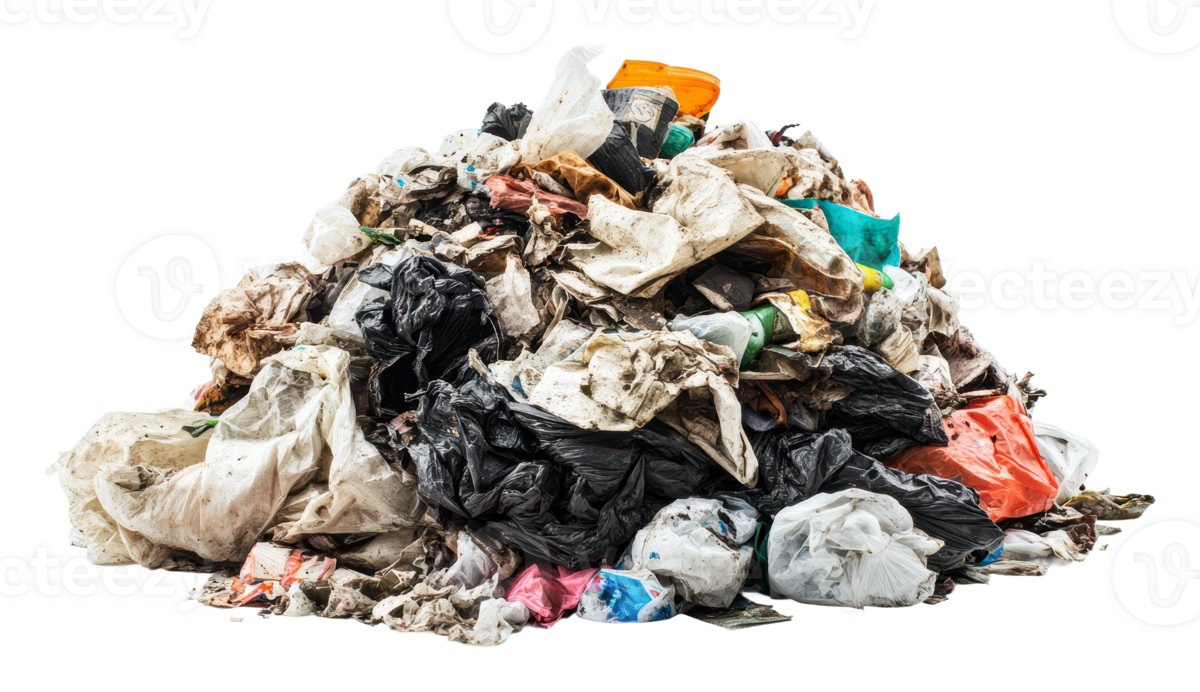 Pile of assorted trash in urban environment png