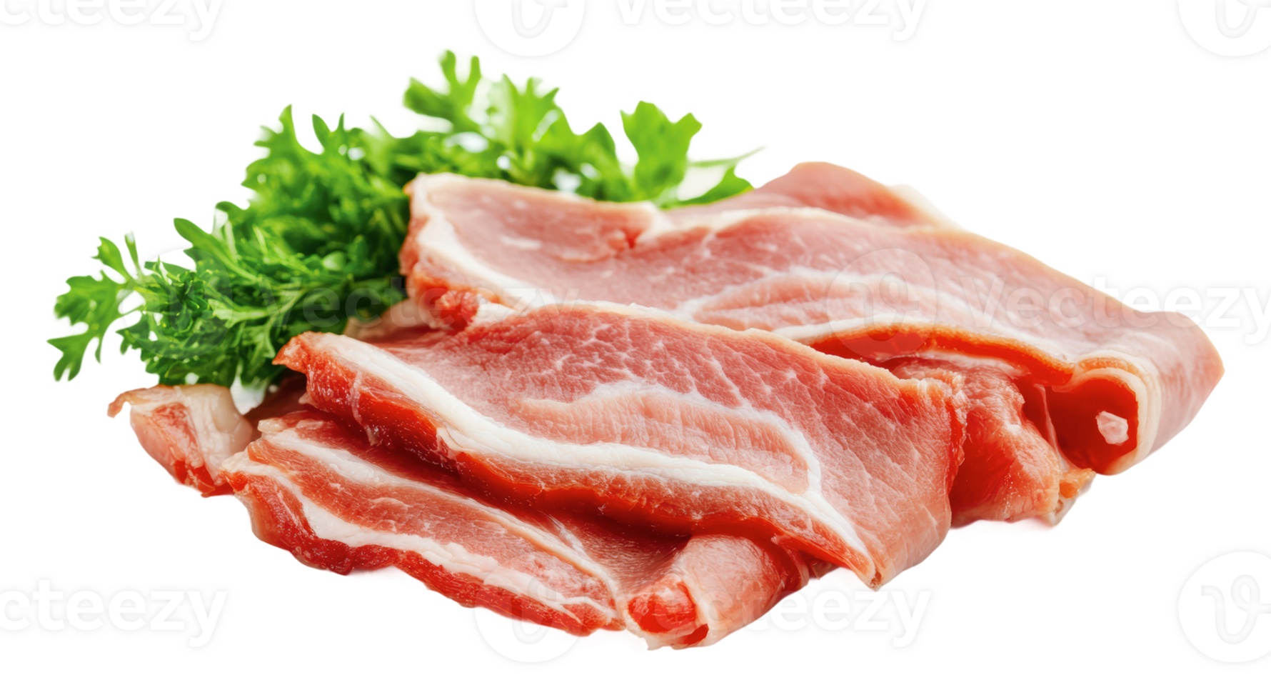 Freshly sliced meat with herbs on display png