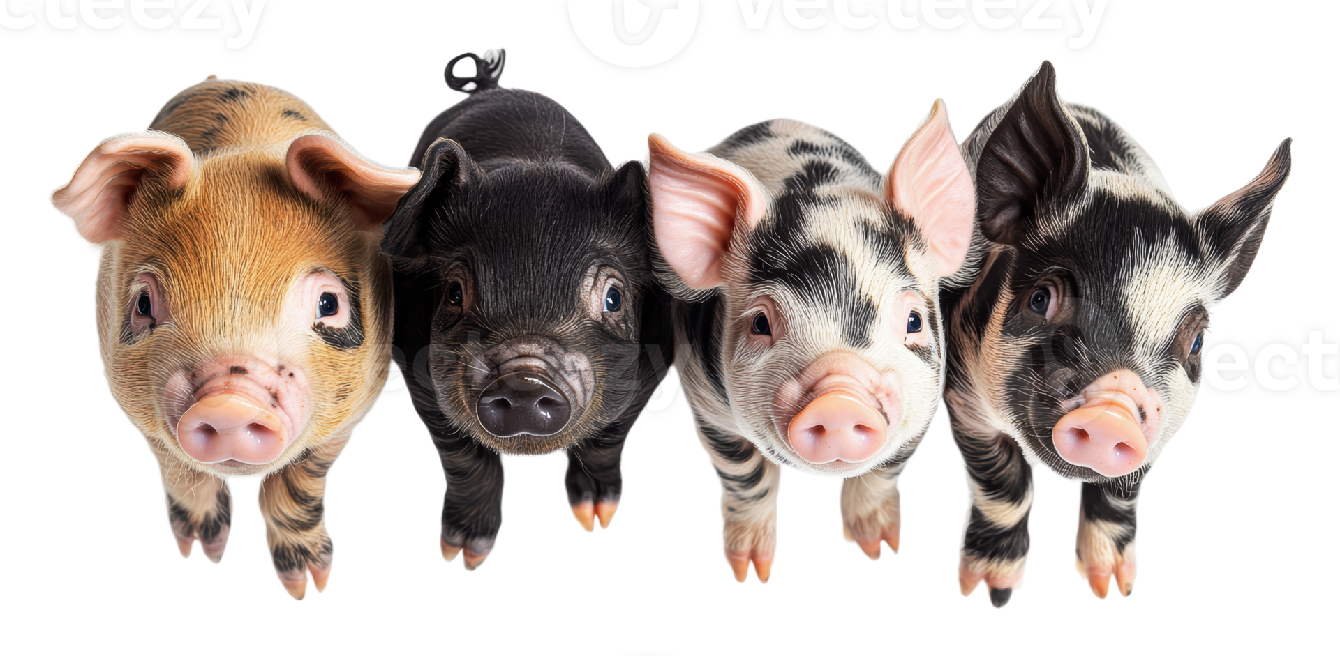 Group of piglets standing together and posing png