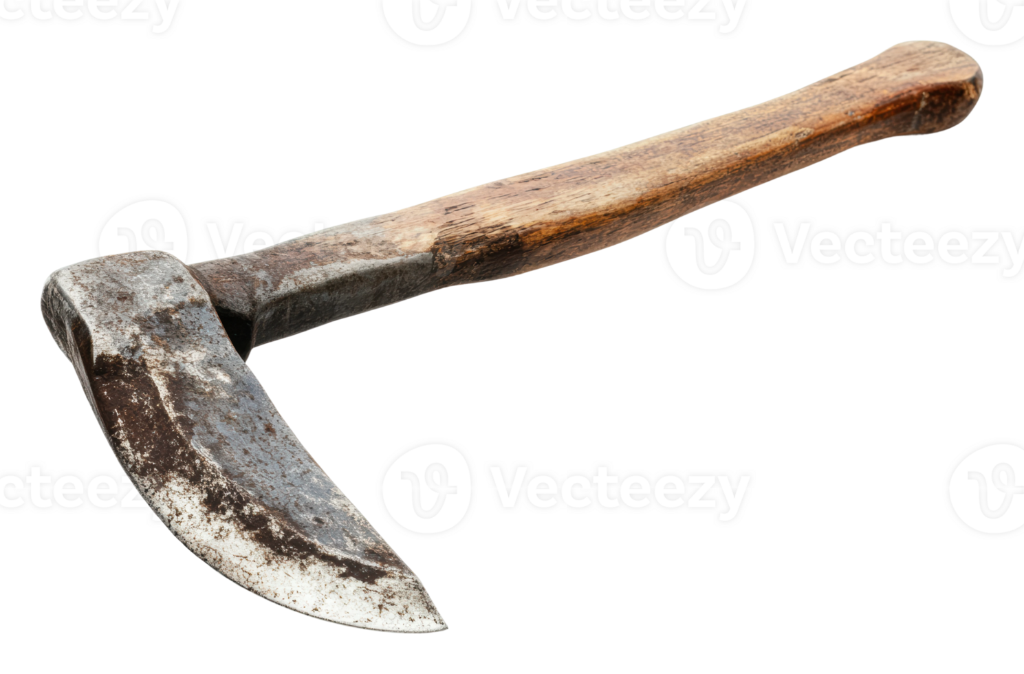 Old hand tool with a rustic wooden handle png