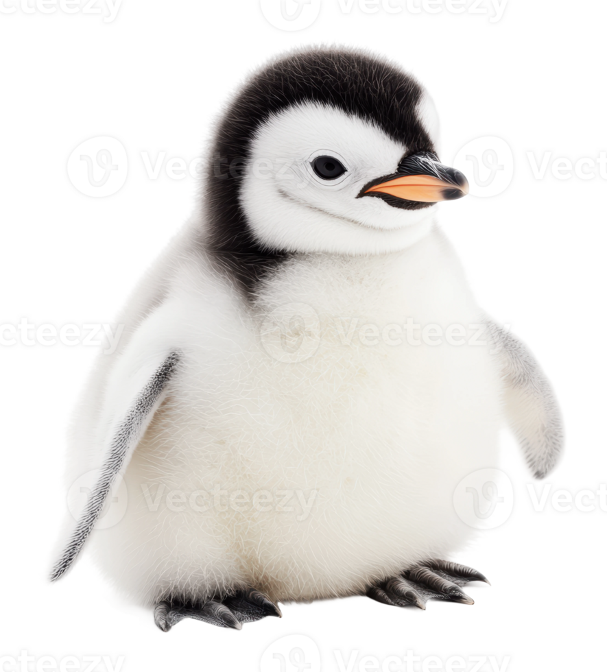 Fluffy penguin chick on white backdrop png