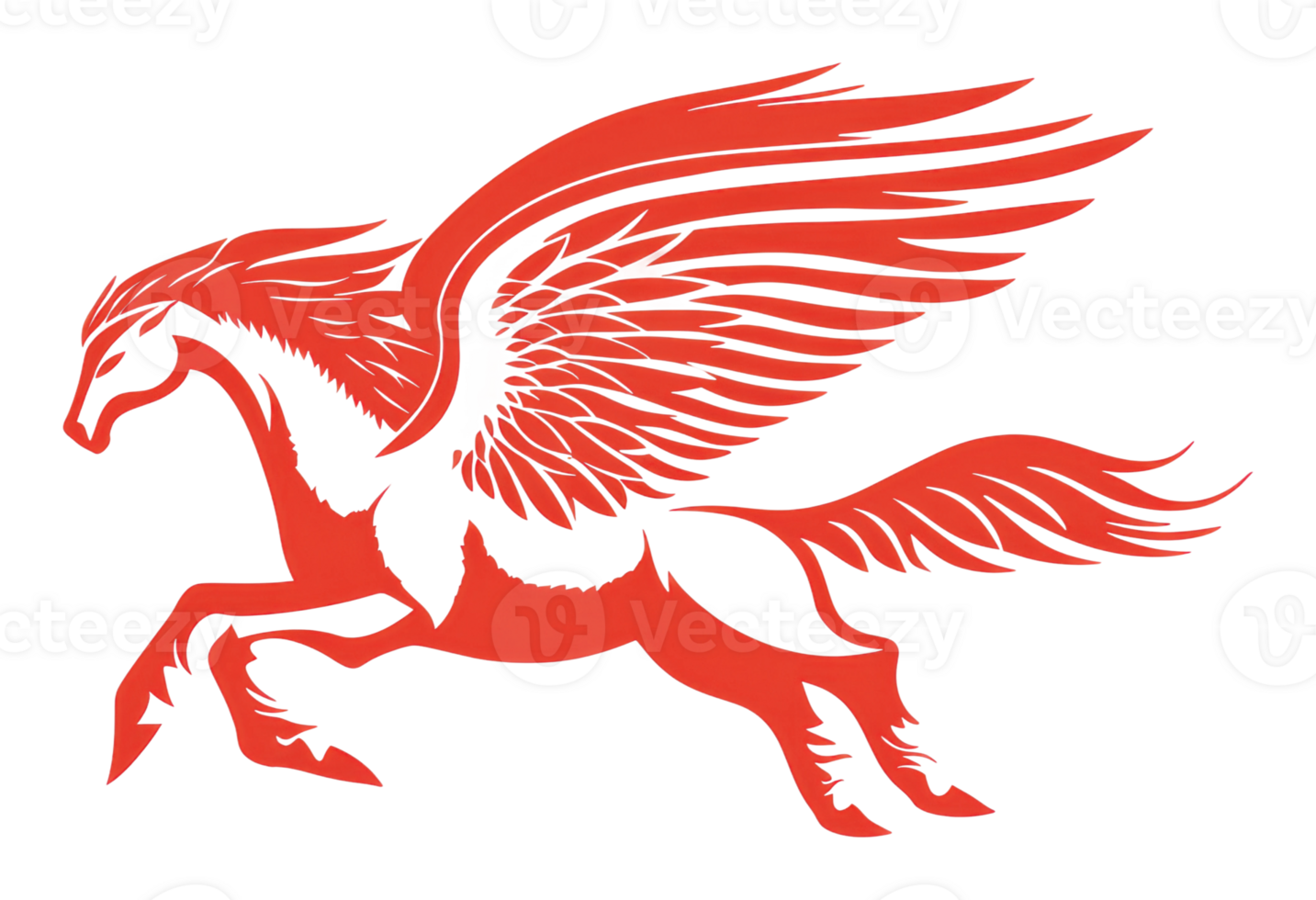 Winged horse galloping with vibrant design png