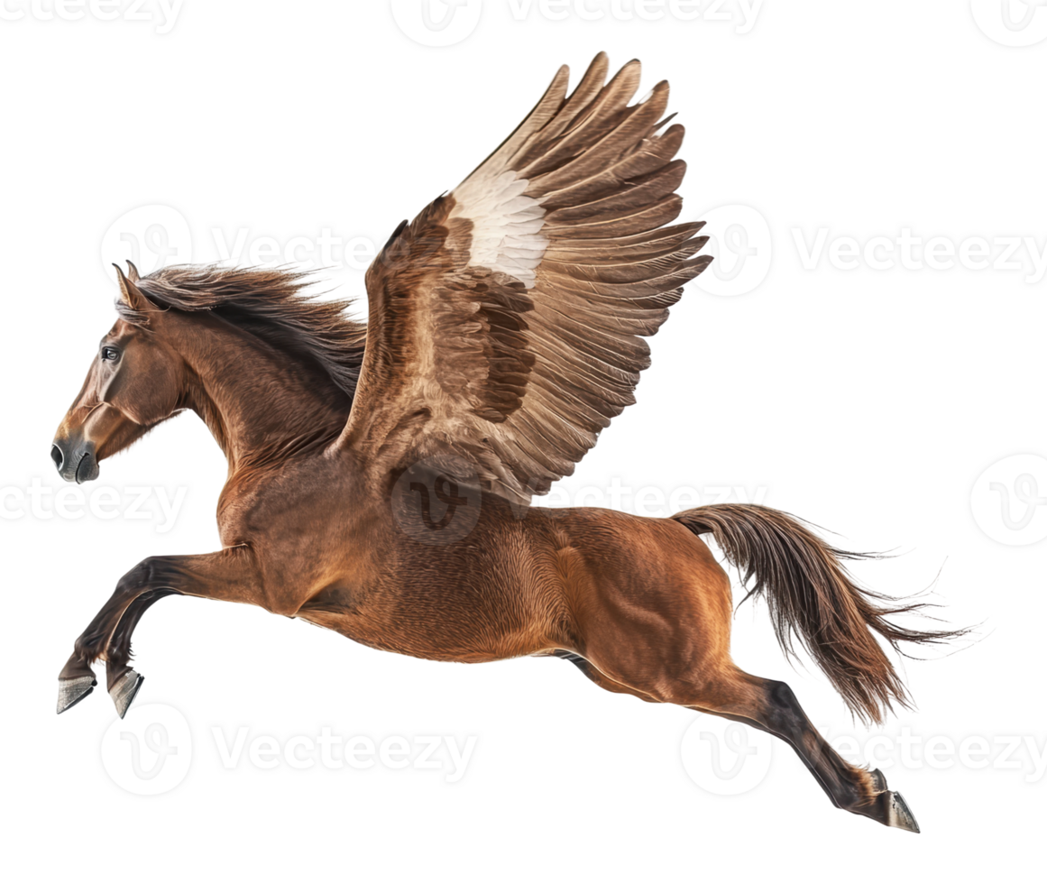 Horse with wings jumping in mid-air png