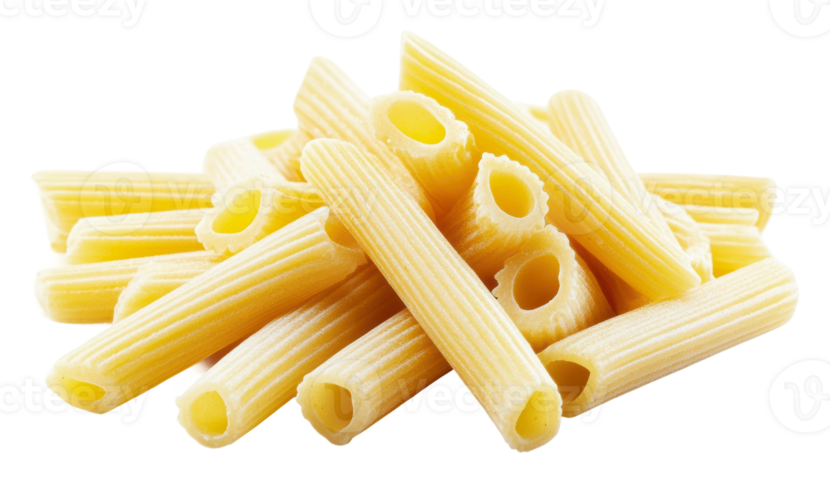 Rigatoni pasta piled high on a white surface png