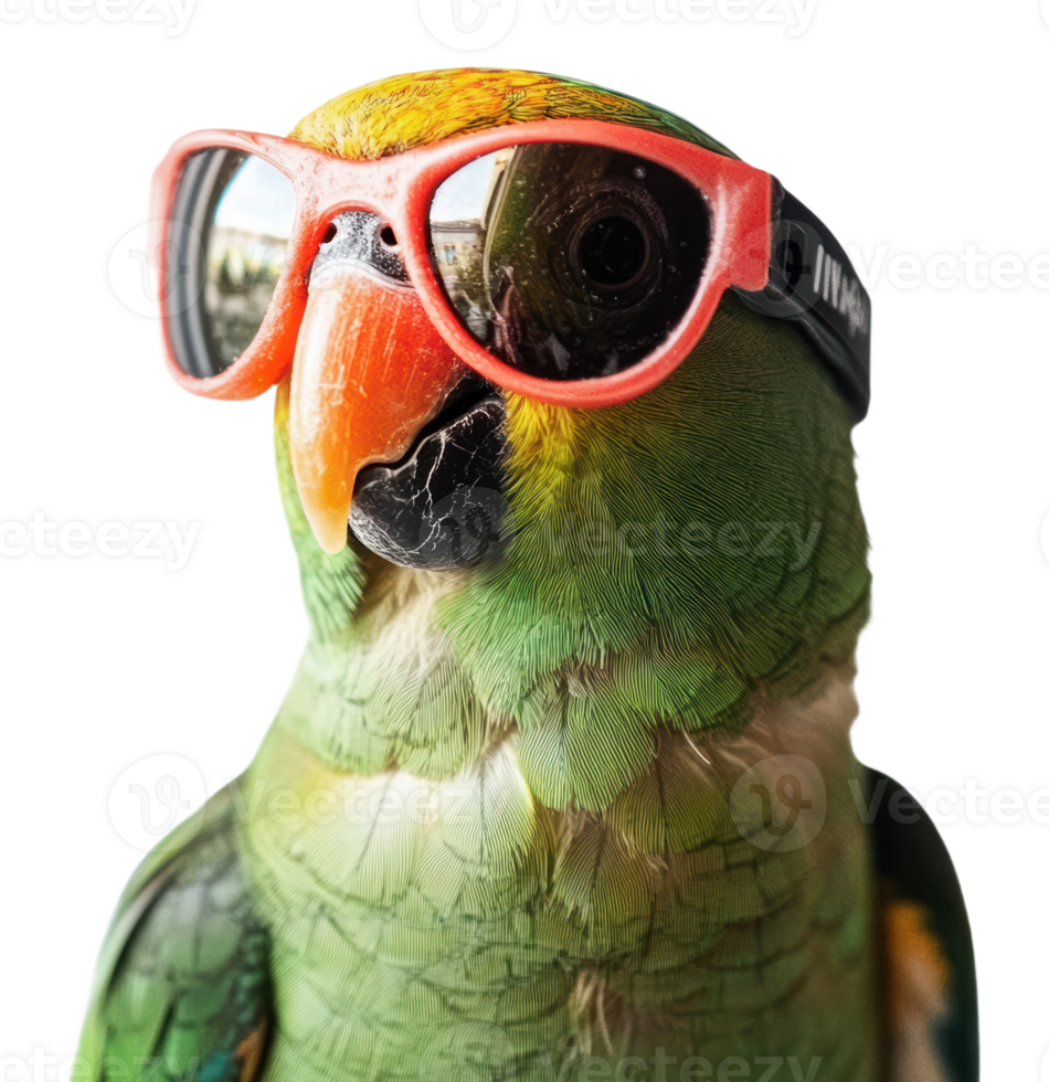 Parrot wearing sunglasses in playful pose png
