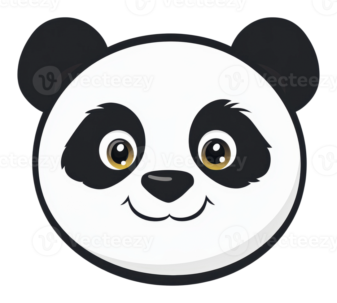Cute cartoon panda face with cheerful expression png