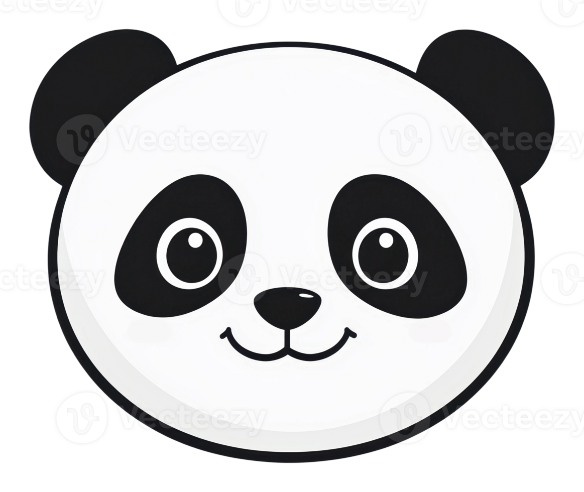 Friendly cute panda face illustration png