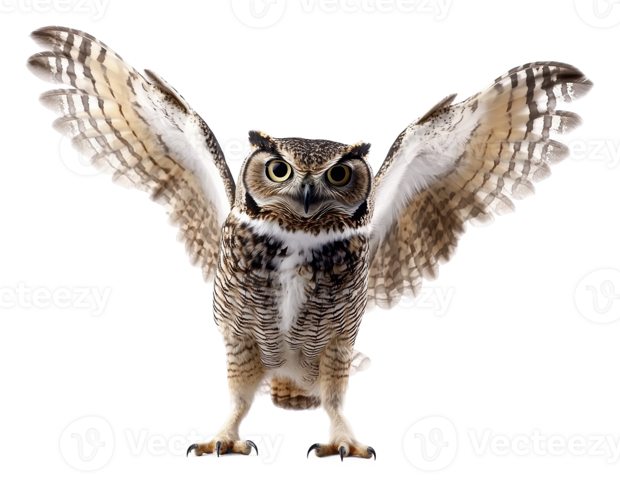 Owl displaying its wings in striking posture png