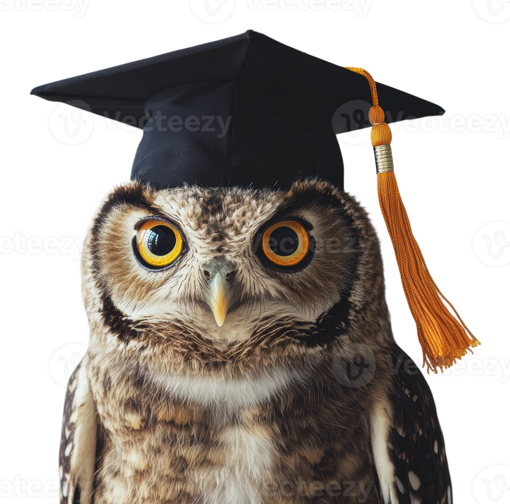 Owl wearing graduation cap celebrates achievement png