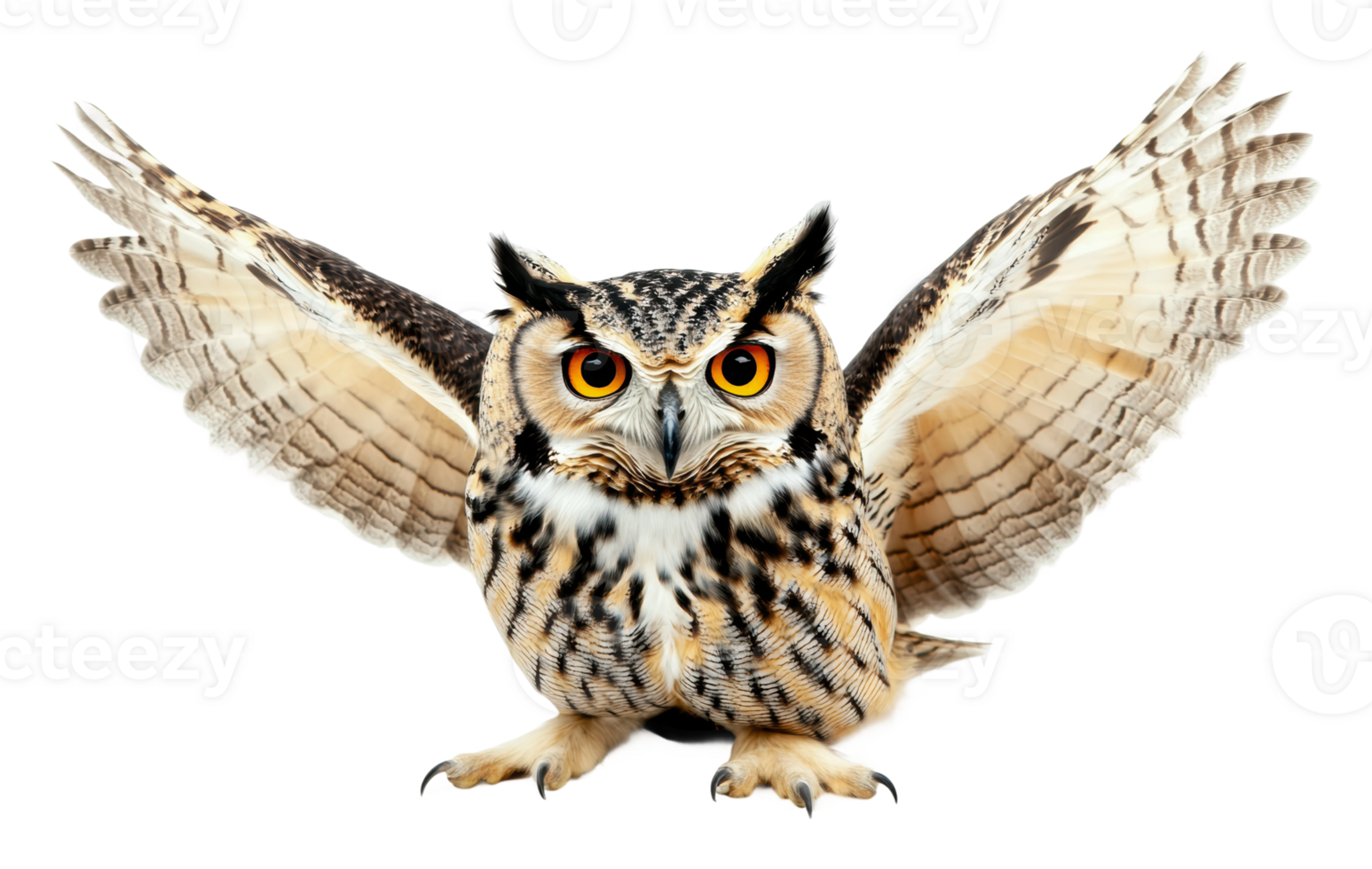 Majestic owl spreads its wings to take flight png
