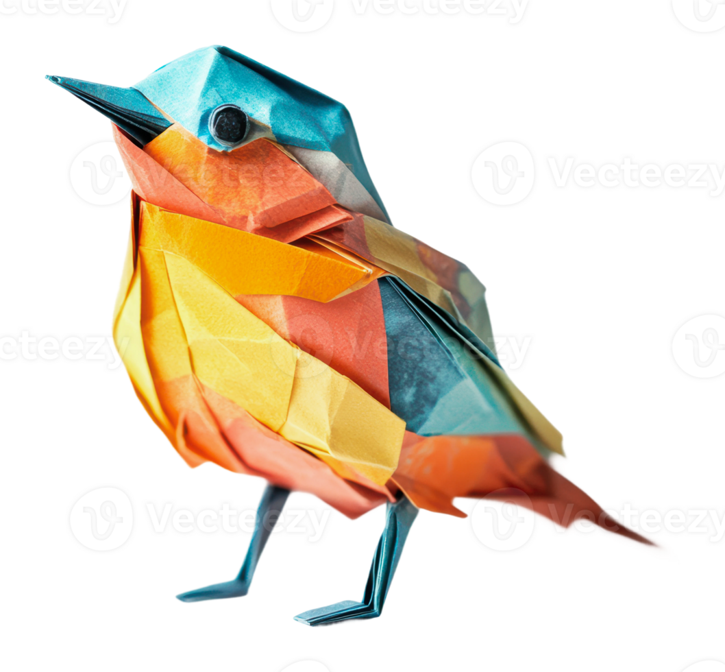 Colorful origami bird crafted from paper png