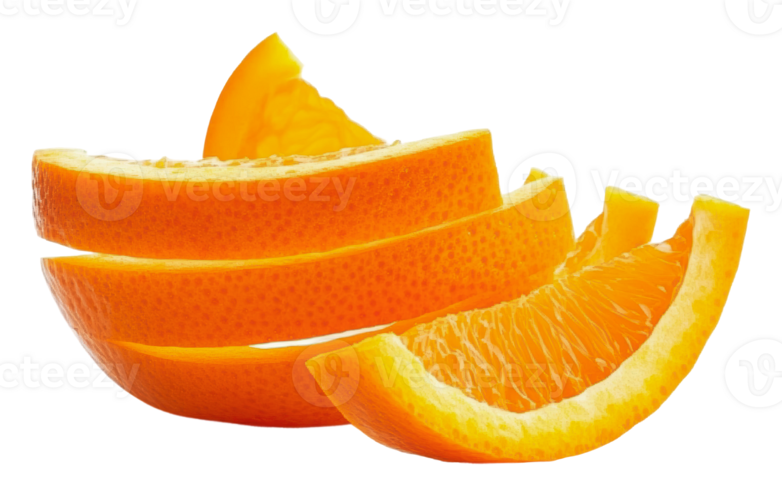 Freshly sliced orange segments on a light surface png