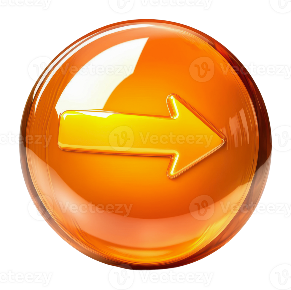 Orange circular button with right arrow png